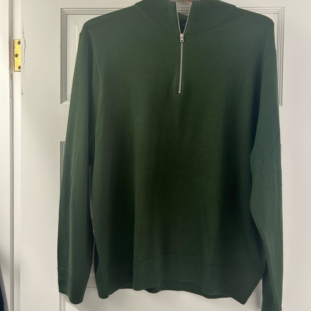 Men's Half-Zip Sweater - Dark Green